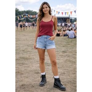 Summer Festival Retro 90s Burgundy Knit Beaded Star Sleeveless Knit Camisole